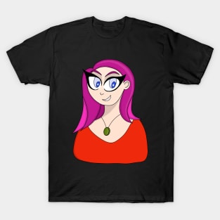 Girl with Necklace and Stylish Hair T-Shirt